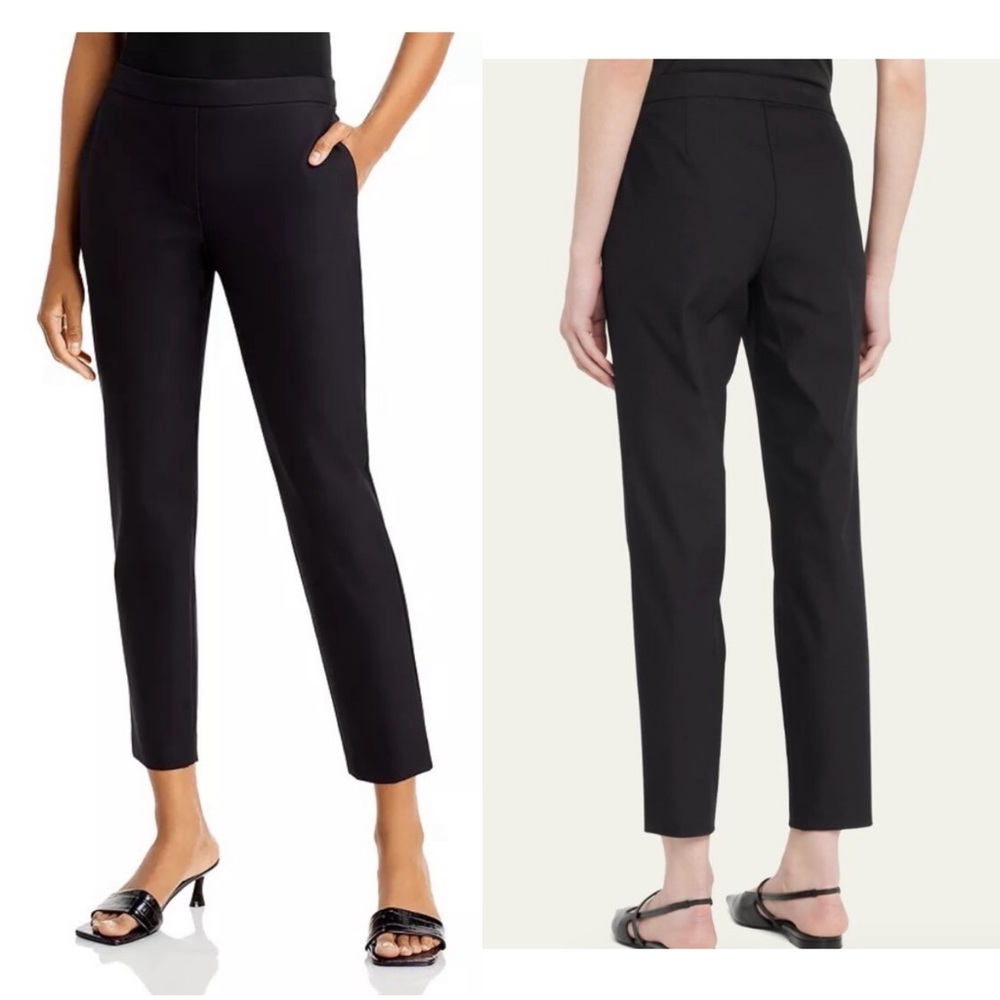 Theory Thaniel Approach Twill Slim-Fit Crop Pant Women Size 00 Black Pull-on NEW